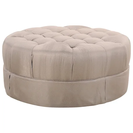 Tufted Top Round Ottoman with Skirt